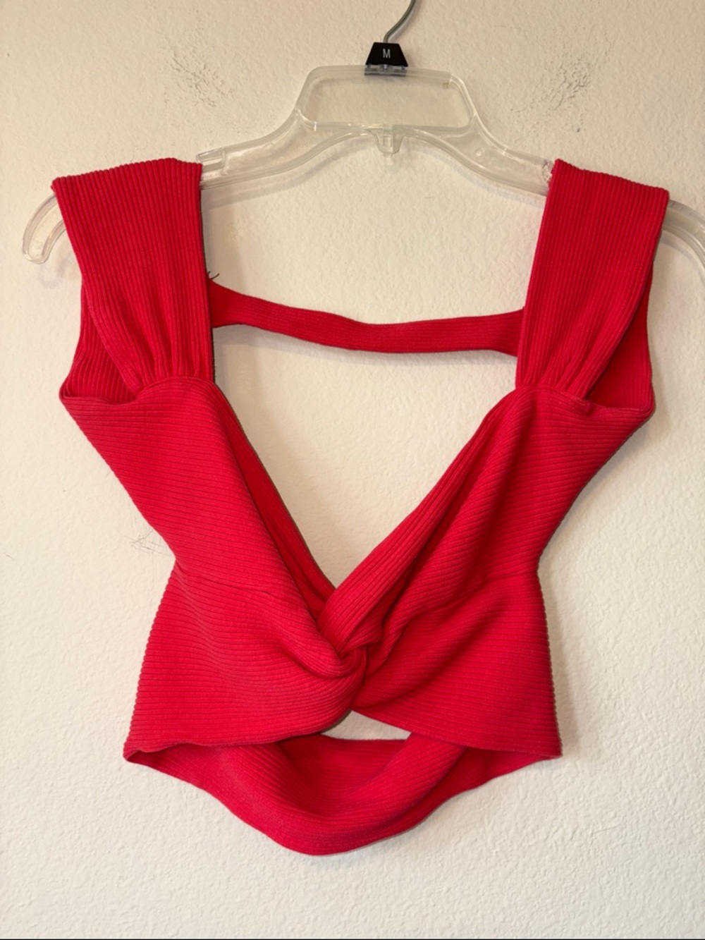 Red Twist-Front Ribbed Crop Top - Women